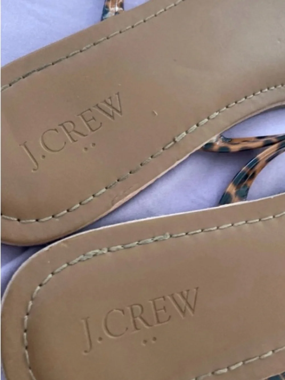 J. Crew Leopard-Print Strap Tan Flip Flops